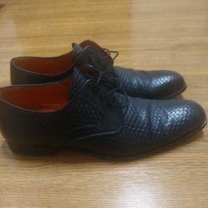 MEZLAN Men's Black Textured Leather Oxford Shoes 9M, Box and Slip Covers Incl.